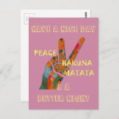 Carte Postale Paix dehors : panneau Vibes de Hakuna Matata (Devant / Derrière)