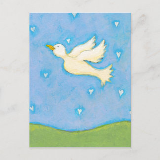 Carte Postale Paix et Amour - Coeurs d'oiseaux de colombe amusan