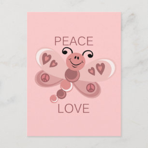 CARTE POSTALE PAIX ET AMOUR DRAGONFÉ