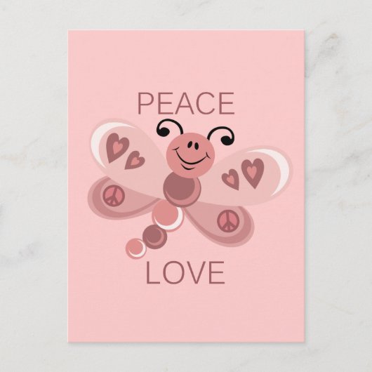 CARTE POSTALE PAIX ET AMOUR DRAGONFÉ (Devant)