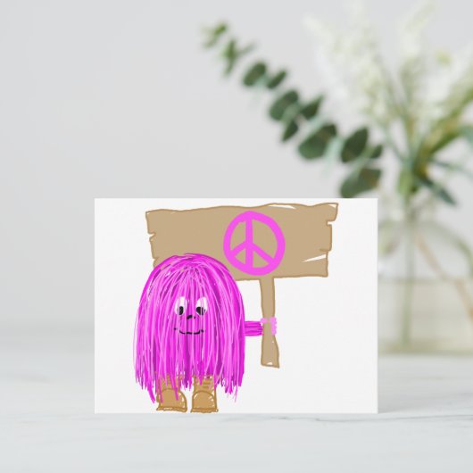 Carte Postale Paix fuchsia (Debout devant)