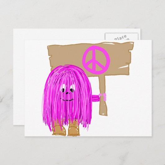 Carte Postale Paix fuchsia (Devant / Derrière)