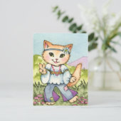Carte Postale Paix - Jolie hippie 60s Cat Art (Debout devant)