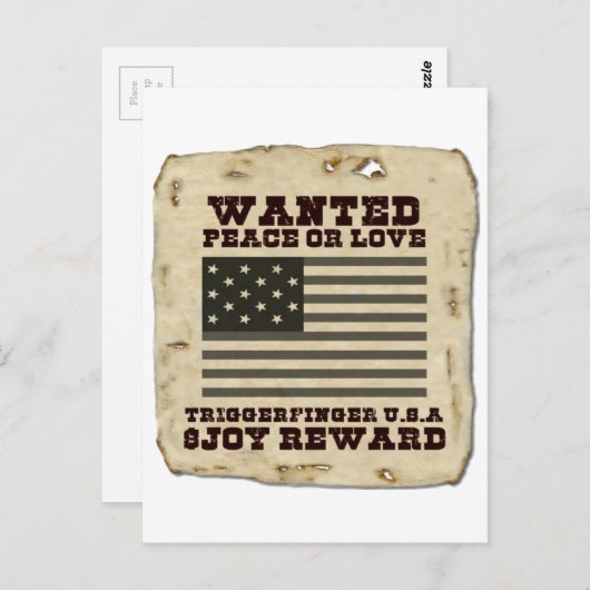 Carte Postale Paix Recherchée (Devant / Derrière)