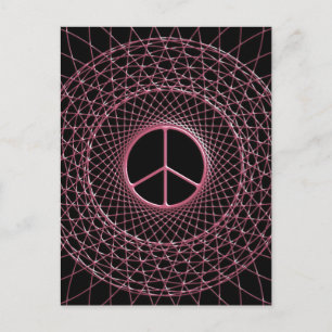 CARTE POSTALE PAIX ROSE SPIRAL