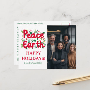 Carte Postale PAIX SUR TERRE ENTREPRISE PHOTO PERSONNALISÉE Fête