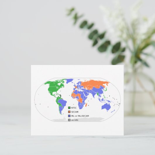 Carte Postale PAL NTSC SECAM TV World Map (Debout devant)