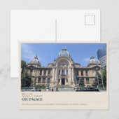 Carte Postale Palais CEC de Bucarest (Devant / Derrière)