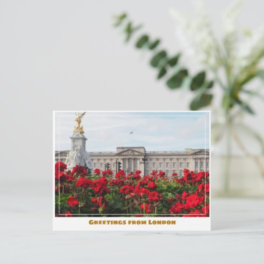 Carte Postale Palais de Buckingham avec des fleurs Londres Angle (Debout devant)