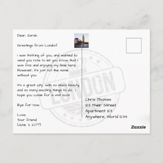 Carte Postale Palais de Buckingham avec des fleurs Londres Angle (Dos)