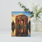 Carte Postale Palais des Beaux-Arts de San Francisco au coucher (Debout devant)