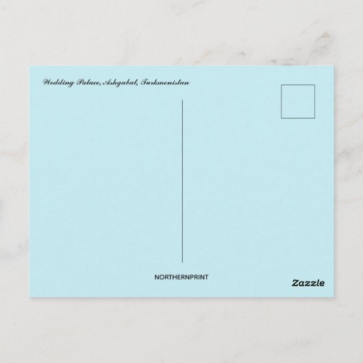 Carte Postale Palais mariage à Ashgabat Turkménistan (Dos)