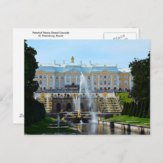 Carte Postale Palais Peterhof Grand Cascade, Russie (Devant / Derrière)