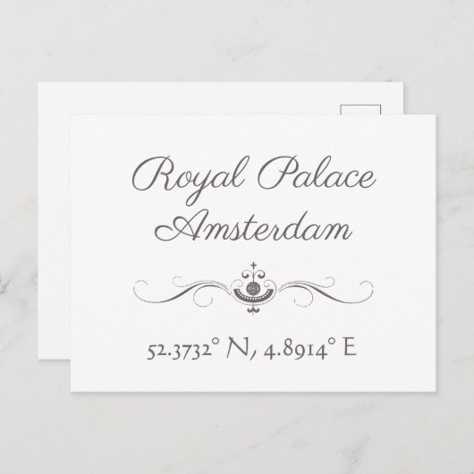 Carte Postale Palais Royal Amsterdam Latitude Longitude (Devant / Derrière)