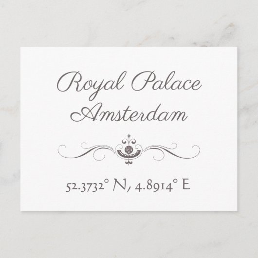 Carte Postale Palais Royal Amsterdam Latitude Longitude (Devant)