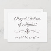 Carte Postale Palais royal de Madrid Latitude Longitude (Devant / Derrière)