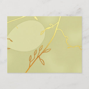 Carte Postale Pale Green et Gold Branch Outline Élégant