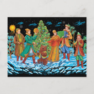 Carte Postale Palekh. Maslenitsa. Les fêtes traditionnelles russ