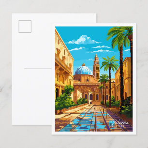 Carte Postale Palerme Italie illustration de voyage vintage