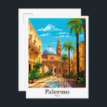 Carte Postale Palerme Italie Vintage voyage Illustration de port<br><div class="desc">Palerme Italie Vintage voyage d'art Peinture de portrait Illustration</div>