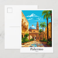 Palerme Italie Vintage voyage Illustration de port