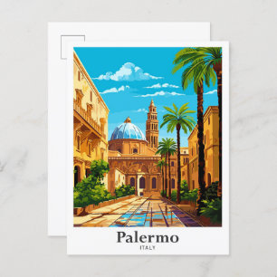 Carte Postale Palerme Italie Vintage voyage Illustration de port