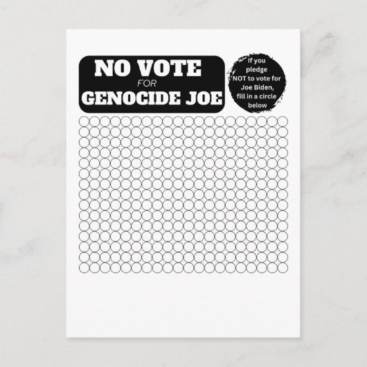 Carte Postale PALESTINE LIBRE - Pas de vote pour le génocide Joe (Devant)