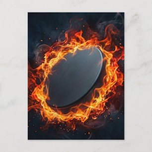 Carte Postale Palet de hockey sur glace en feu