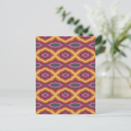 Carte Postale Palette Bohème couleur Wavy Lattice Motif Art (Debout devant)