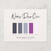 Carte Postale Palette couleur Dusty Blue Fuchsia avec codes hexa (Devant)