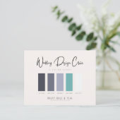 Carte Postale Palette de couleurs Turquoise bleu foncé avec code (Debout devant)