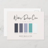 Carte Postale Palette de couleurs Turquoise bleu foncé avec code (Devant / Derrière)