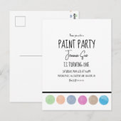 Carte Postale Palette de peinture à l'aquarelle pour fête d'anni (Devant / Derrière)