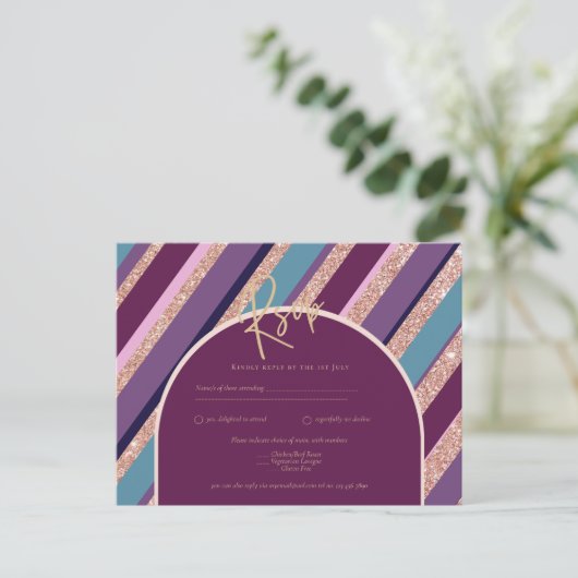 Carte Postale Palette Plum violet Rose Mariage or  (Debout devant)