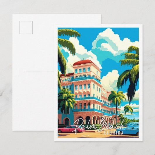 Carte Postale Palm Beach Florida USA illustration de voyage vint (Devant / Derrière)