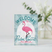 Carte Postale Palm Coast Floride Flamant rose rose Rétro (Debout devant)