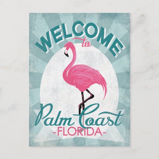 Carte Postale Palm Coast Floride Flamant rose rose Rétro (Devant)