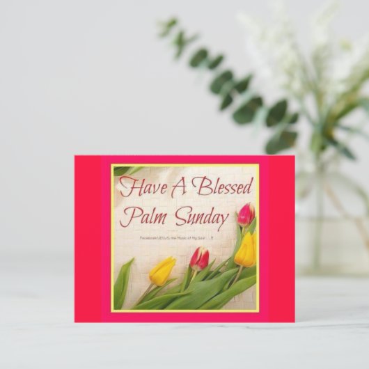 Carte Postale Palm dimanche, fleurs (Debout devant)
