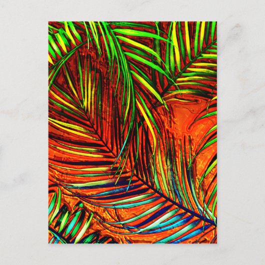 Carte Postale Palm Leaf Art Jungle Fire Edit (Devant)