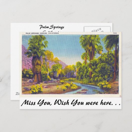 Carte Postale Palm Springs Canyon, Californie (Devant / Derrière)