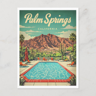 Carte Postale Palm Springs Design graphique Vintage inspiré