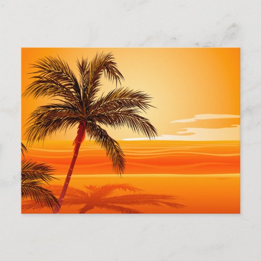 Carte Postale Palm Tree Beach Sunset (Devant)