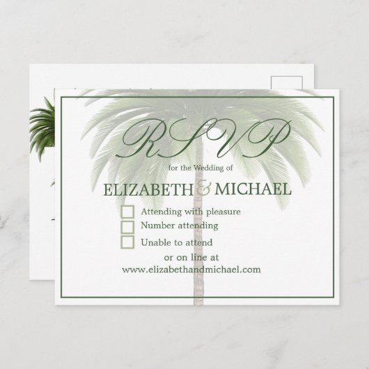 Carte Postale Palm Tree élégant moderne chic mariage juif RSVP (Devant / Derrière)