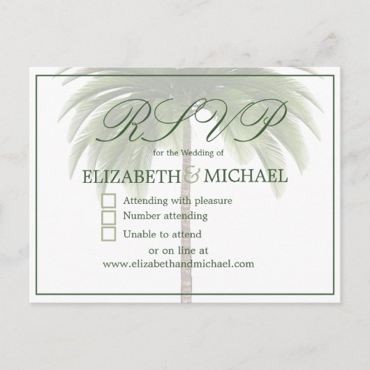 Carte Postale Palm Tree élégant moderne chic mariage juif RSVP (Devant)