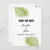 Carte Postale Palm Tree Foliage Vert Aquarelle Feuille Mariage (Devant / Derrière)