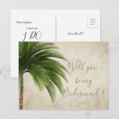Carte Postale Palm Tree Serez-Vous Mon Invitation D'Épouse (Devant / Derrière)