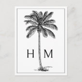 Carte Postale Palme noire de palmier côtier monogramme (Devant)