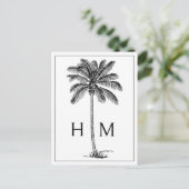 Carte Postale Palme noire de palmier côtier monogramme (Debout devant)