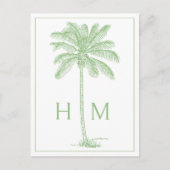 Carte Postale Palmetto Palm Monogramme Côtière Verte (Devant)