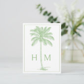 Carte Postale Palmetto Palm Monogramme Côtière Verte (Debout devant)